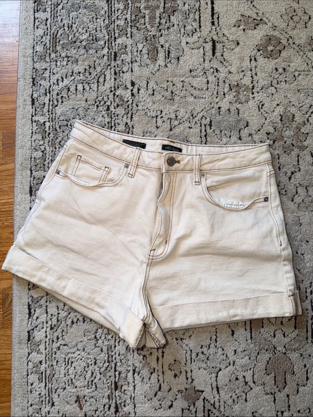 Wild fable super high rise rolled cuff shorts tan cream color